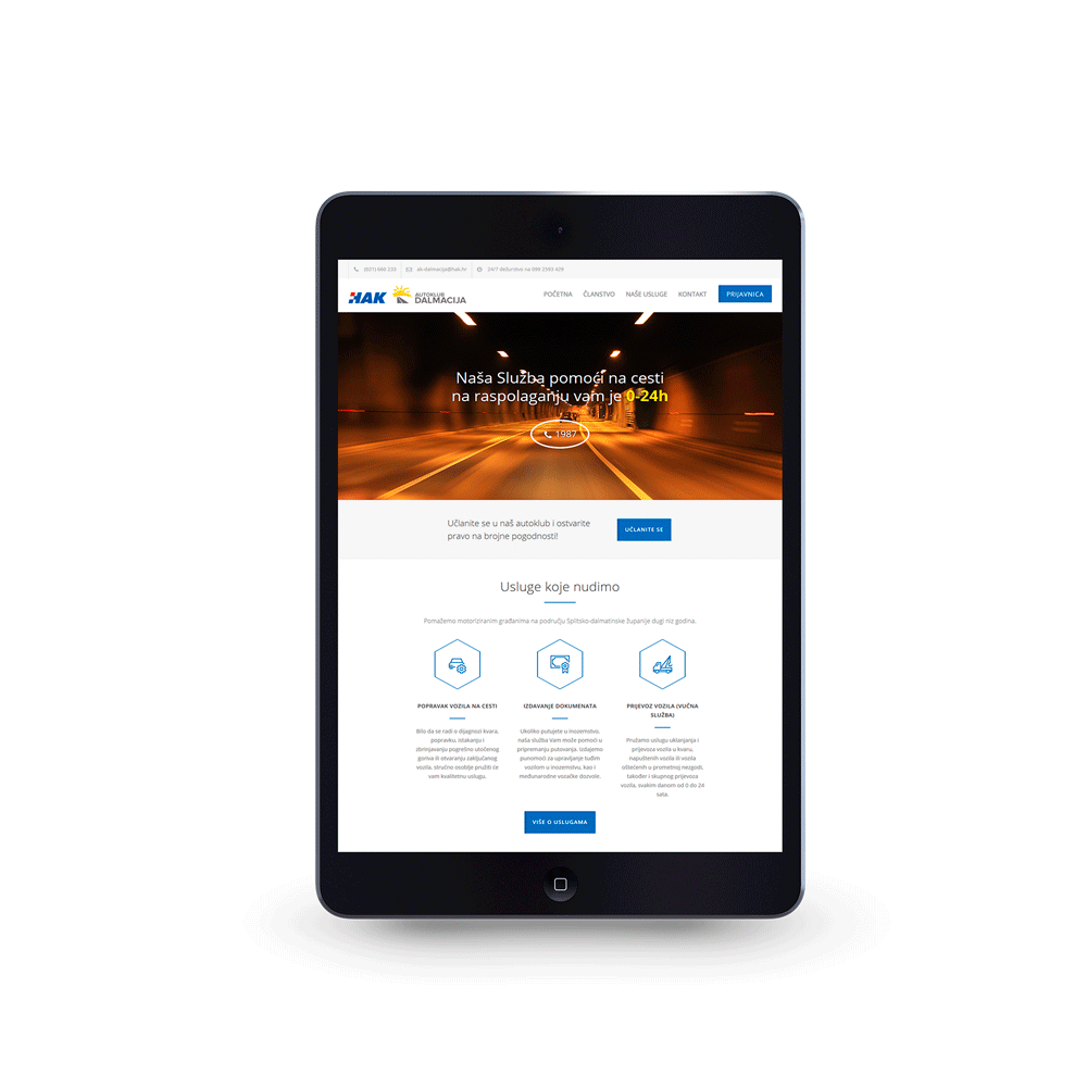 Izrada web stranice za HAK Dalmacija
